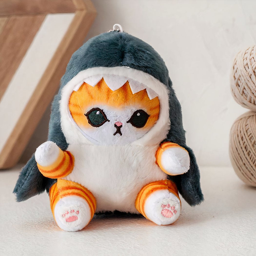 Peluche Chat Requin Tigré Déguisé 13cm