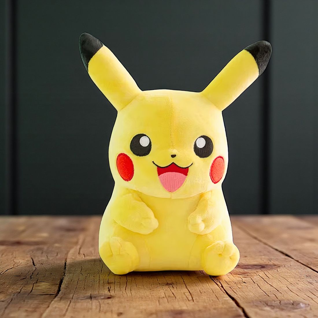 Peluche pokémon - pikachu assis sourire joyeux