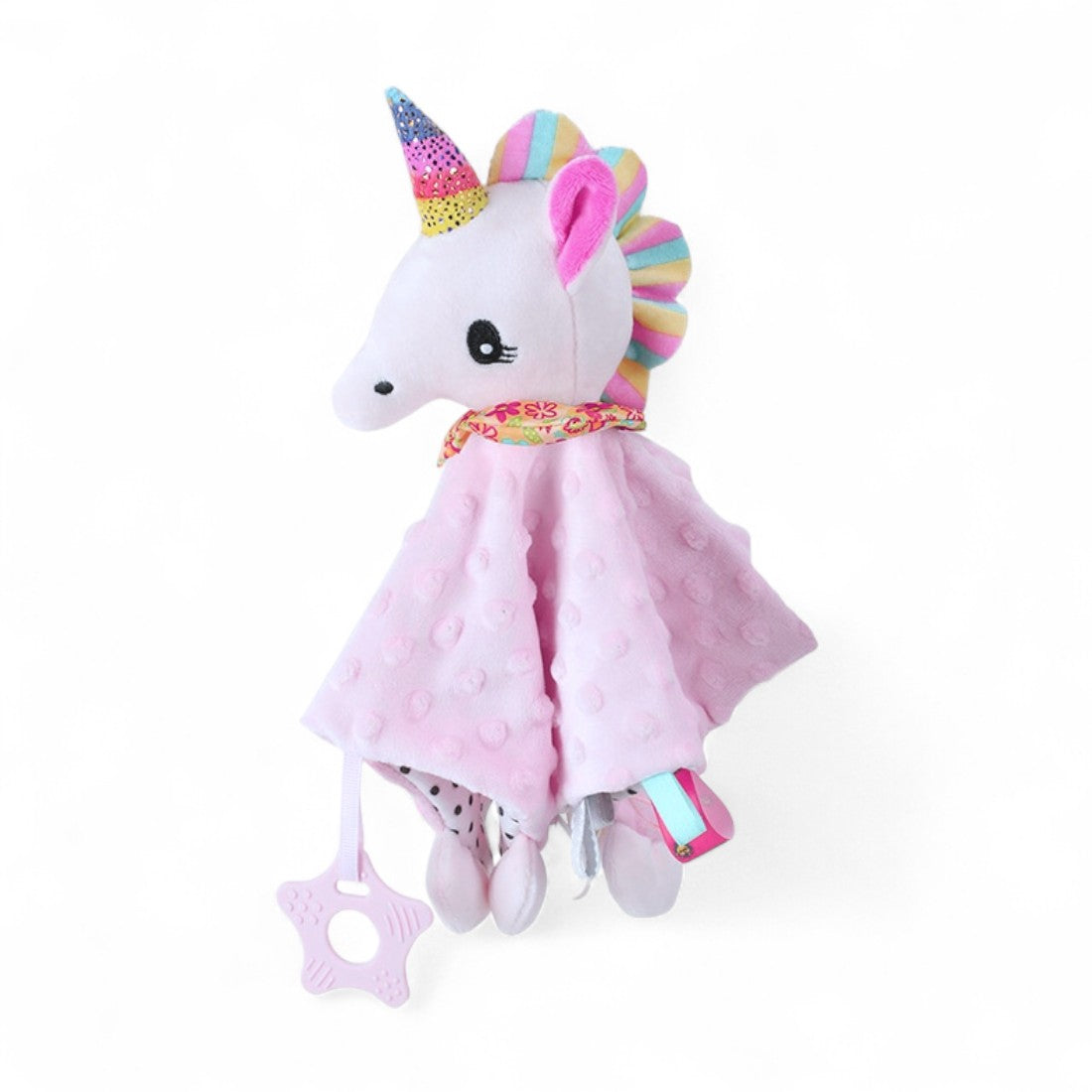 Doudou carré peluche douce licorne pour bébé