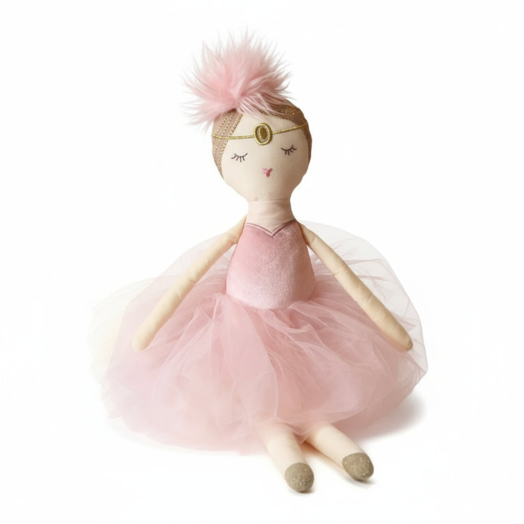 Roze ballerina-pop met tule rok, 50 cm