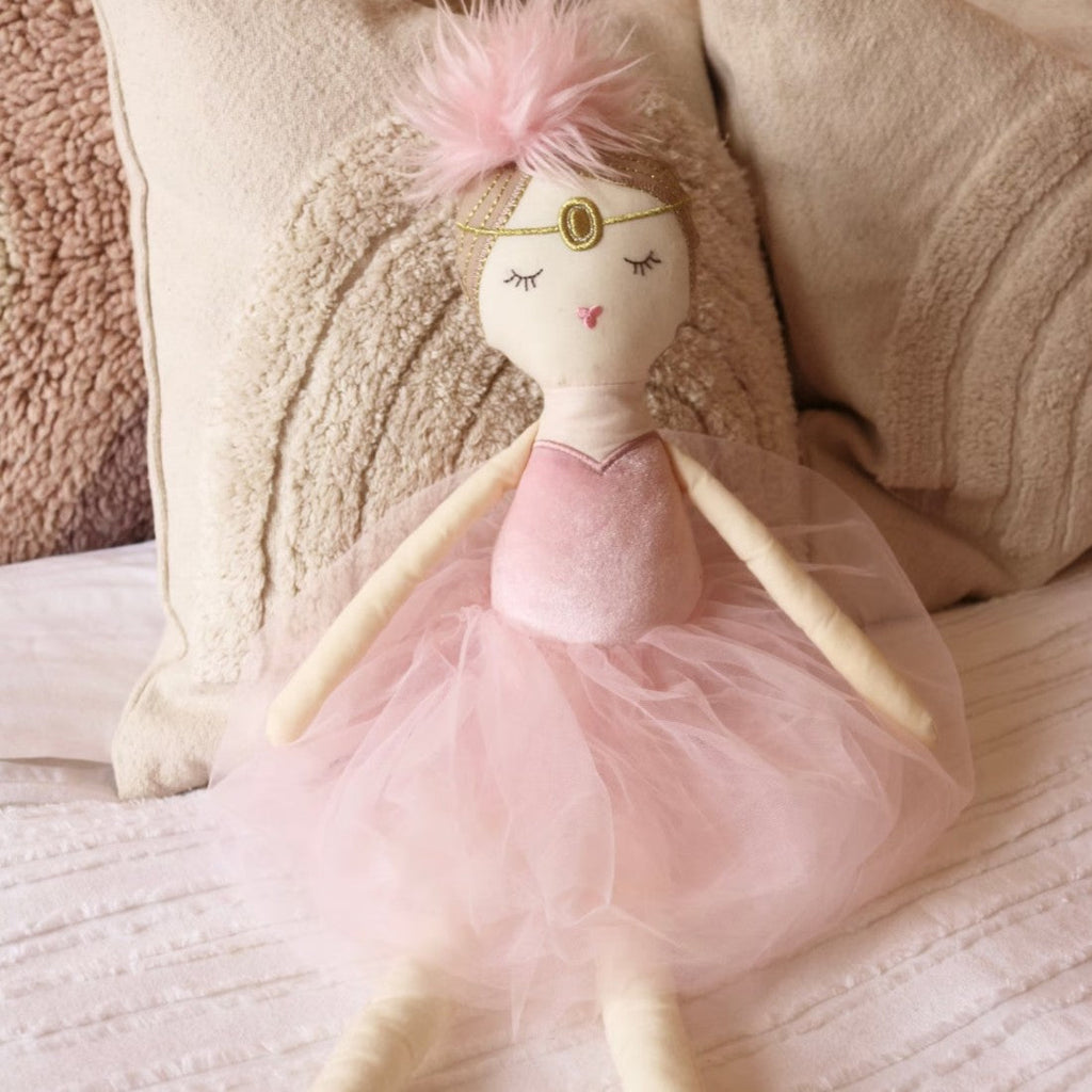 Roze ballerina-pop met tule rok, 50 cm