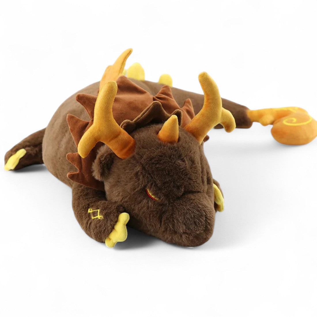 Dragon brun géant en peluche style mythique