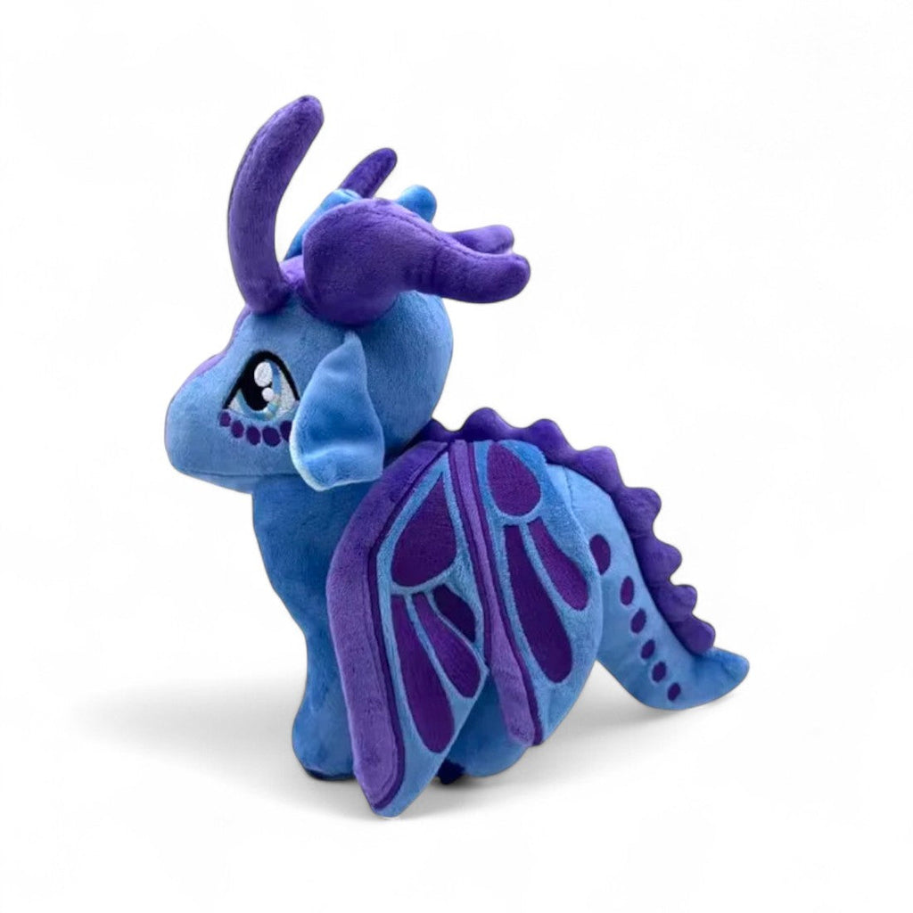Violette feeëndraakknuffel met vlindervleugels, 25–30 cm