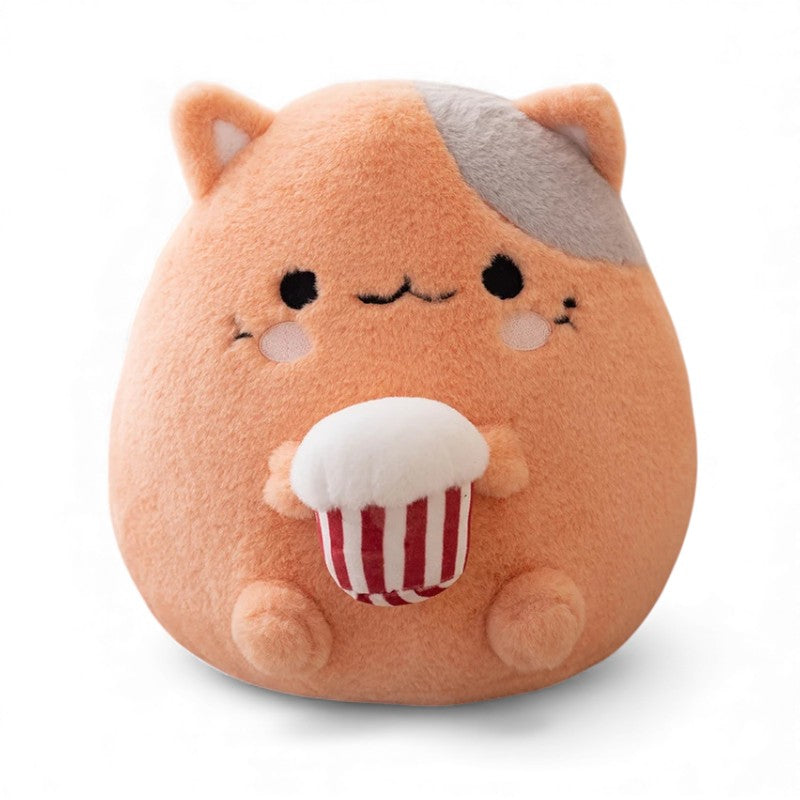 Coussin peluche type Squishmallow chat avec cupcake