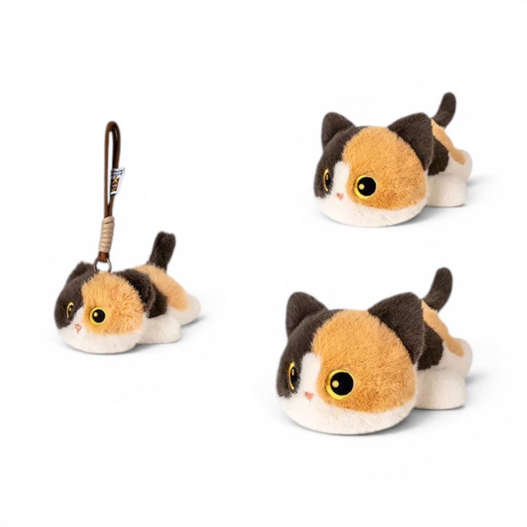 Liggende kattenknuffel – 3 modellen, 17–40 cm