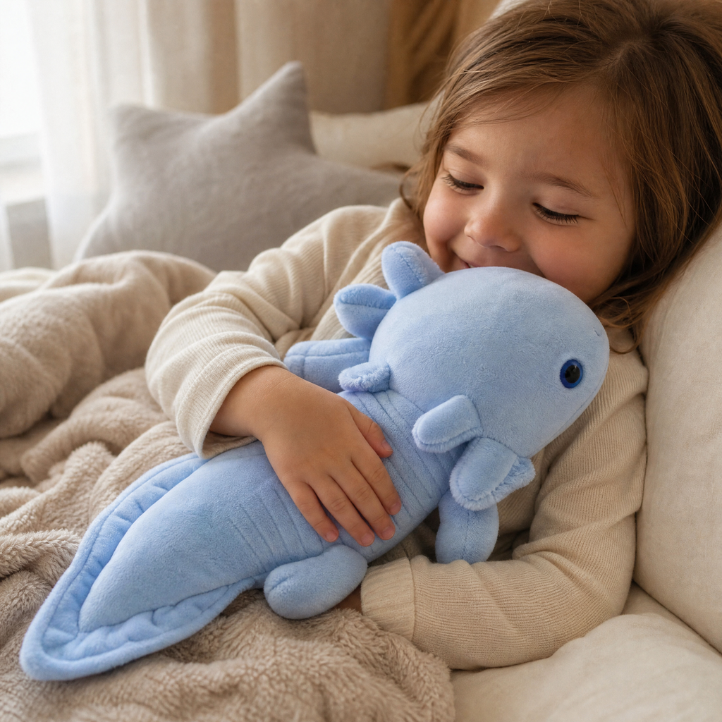 Coussin Axolotl Bleu Format Allongé