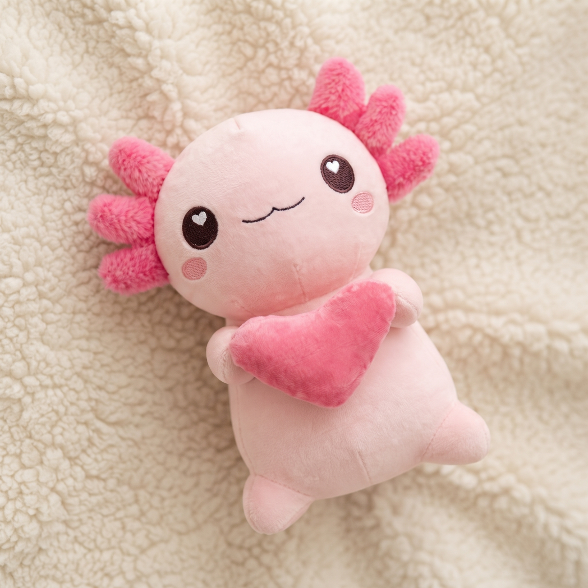 Peluche Axolotl Rose avec Cœur