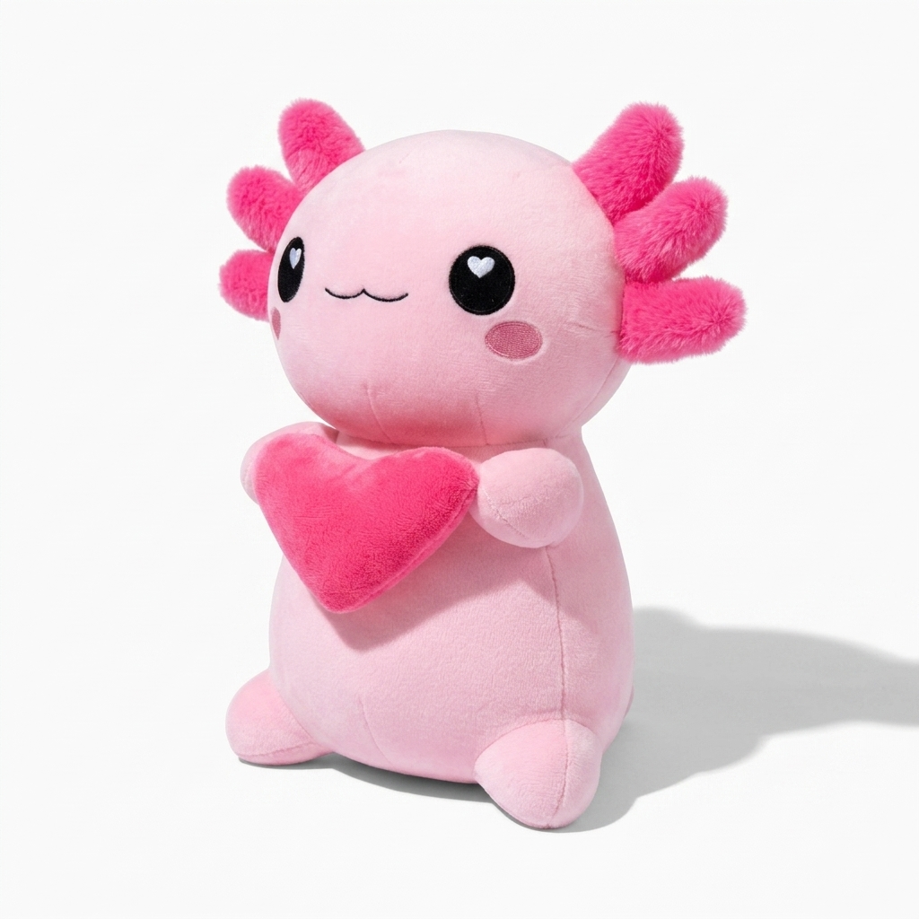Peluche Axolotl Rose avec Cœur