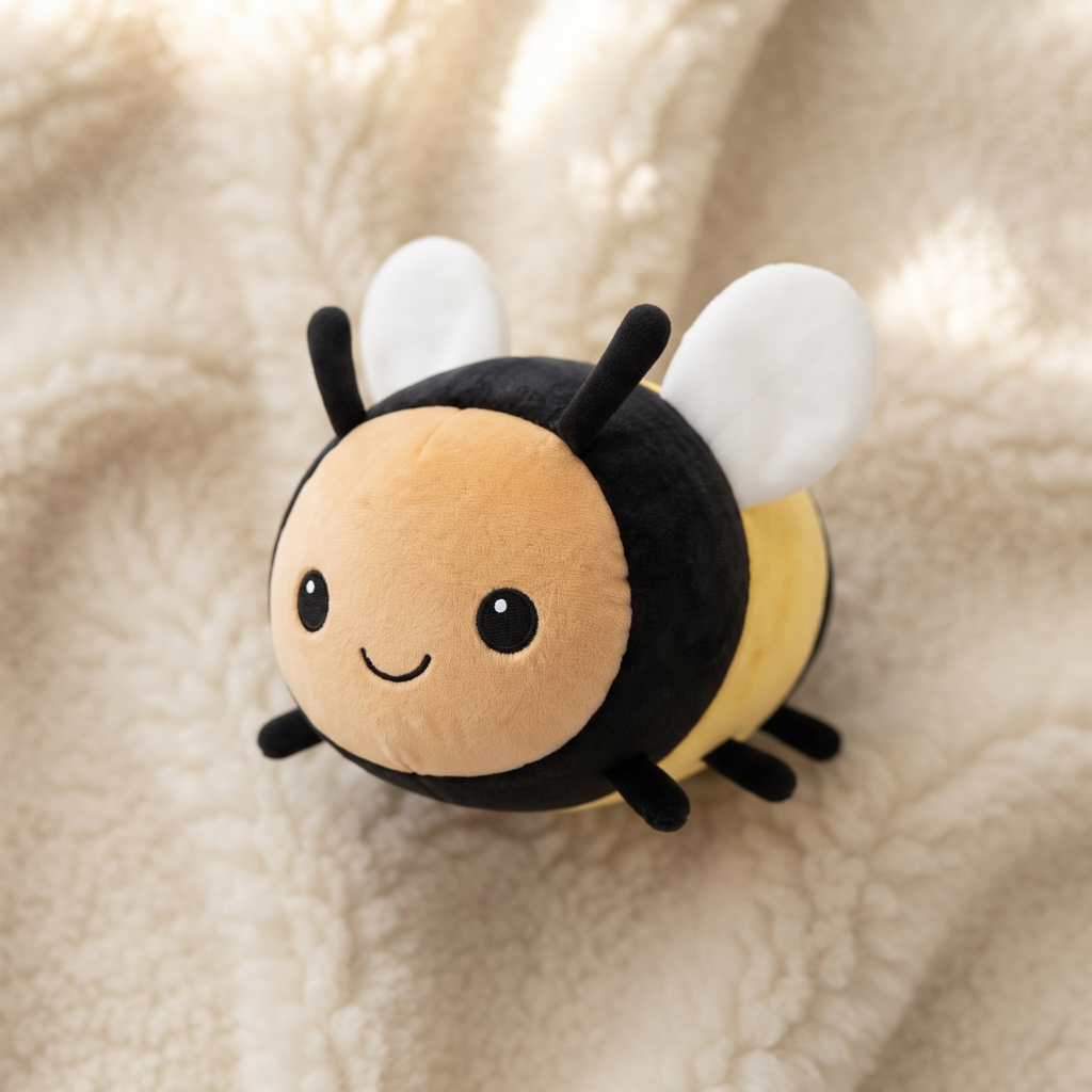 Peluche Abeille Kawaii Ronde Noir et Jaune