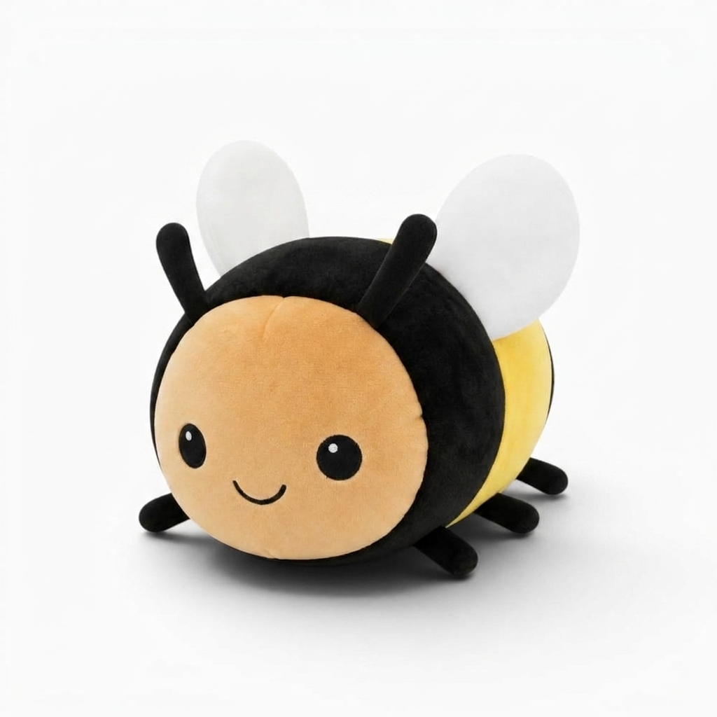 Peluche Abeille Kawaii Ronde Noir et Jaune