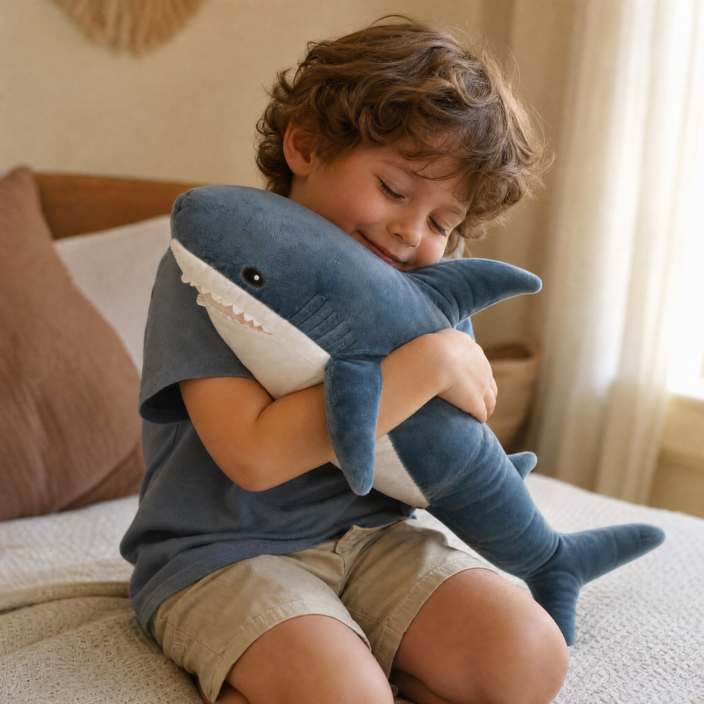 Peluche Requin Bleu Gris à Câliner