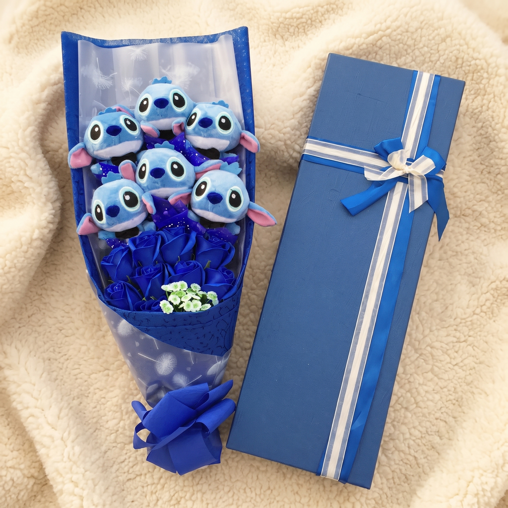 Bouquet Peluche Stitch Gentleman 6 Pièces
