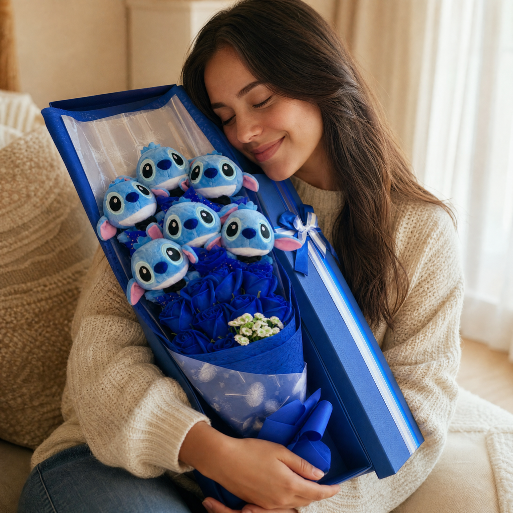 Bouquet Peluche Stitch Gentleman 6 Pièces