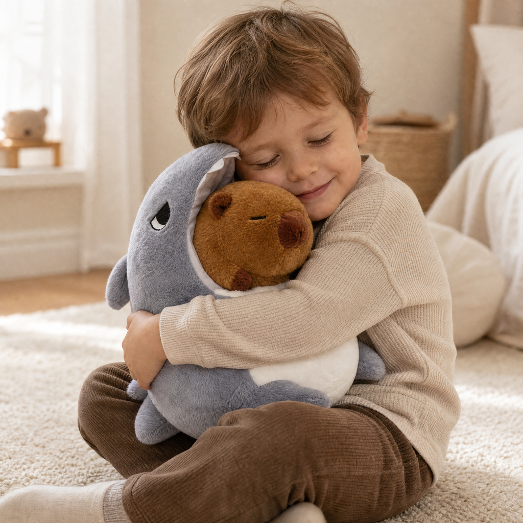 Peluche Capybara Requin Gris et Marron