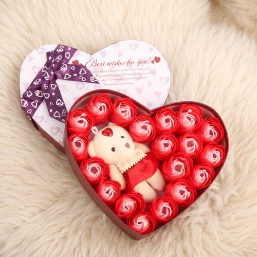 Coffret Ours Roses Saint-Valentin