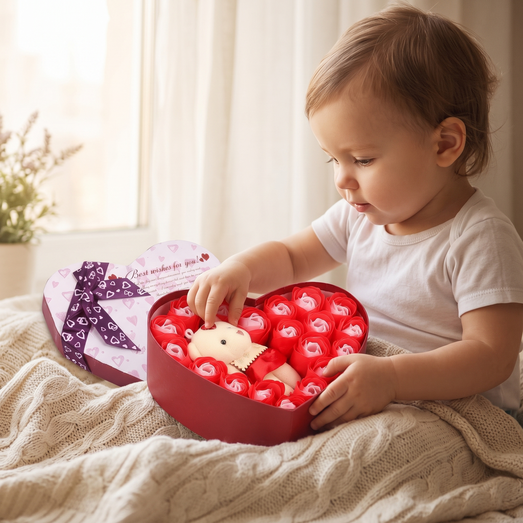 Coffret Ours Roses Saint-Valentin