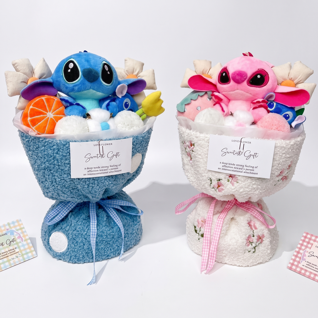 Coupe Peluche Stitch et Angel Fruits Kawaii