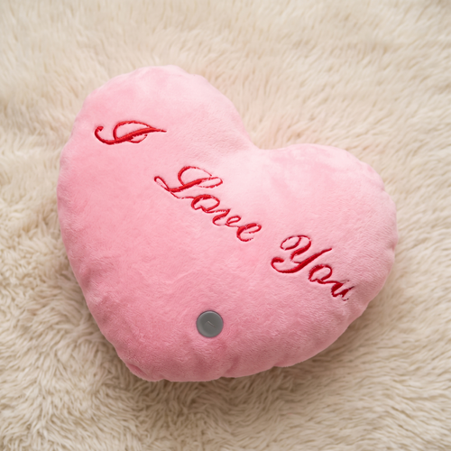 Coussin Cœur I Love You Rose 35 cm