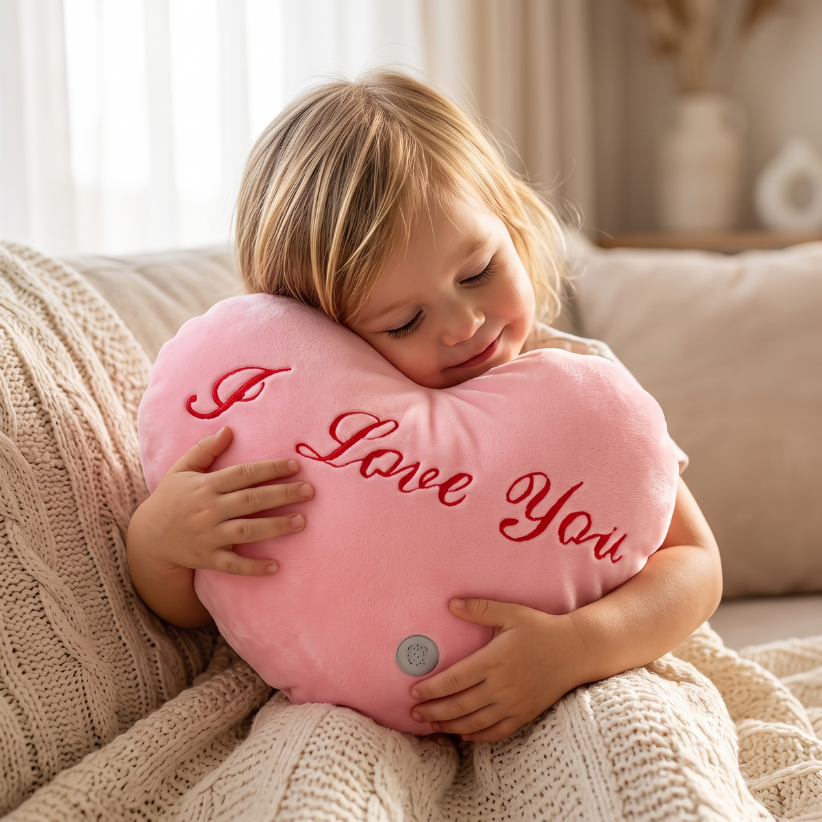 Coussin Cœur I Love You Rose 35 cm