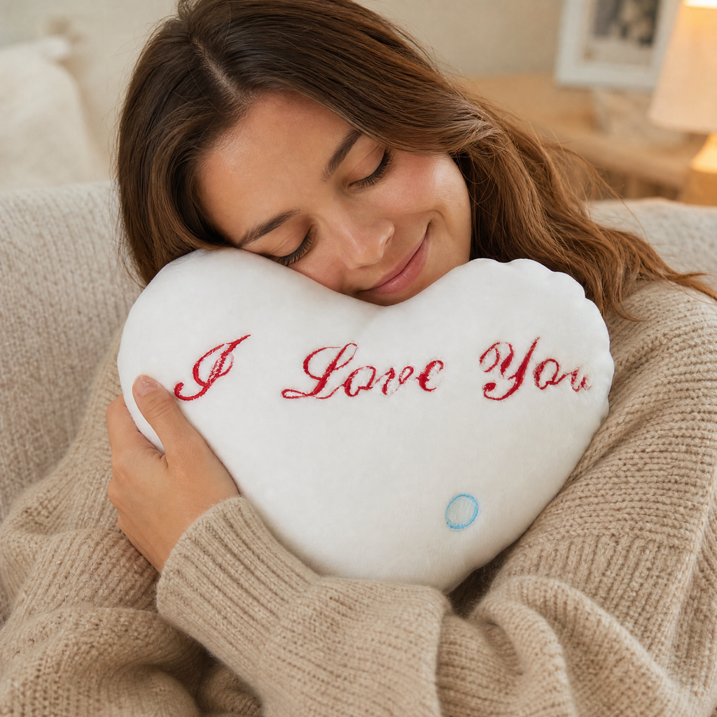 Coussin Peluche Cœur I Love You