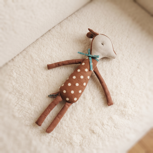 Doudou Cerf en Robe à Pois