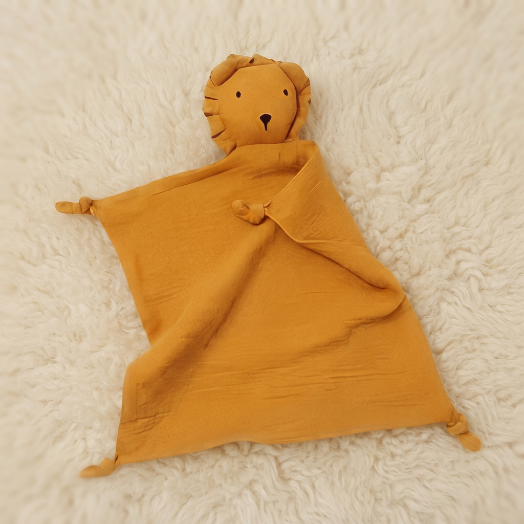 Doudou Lion en Mousseline Double Gaze