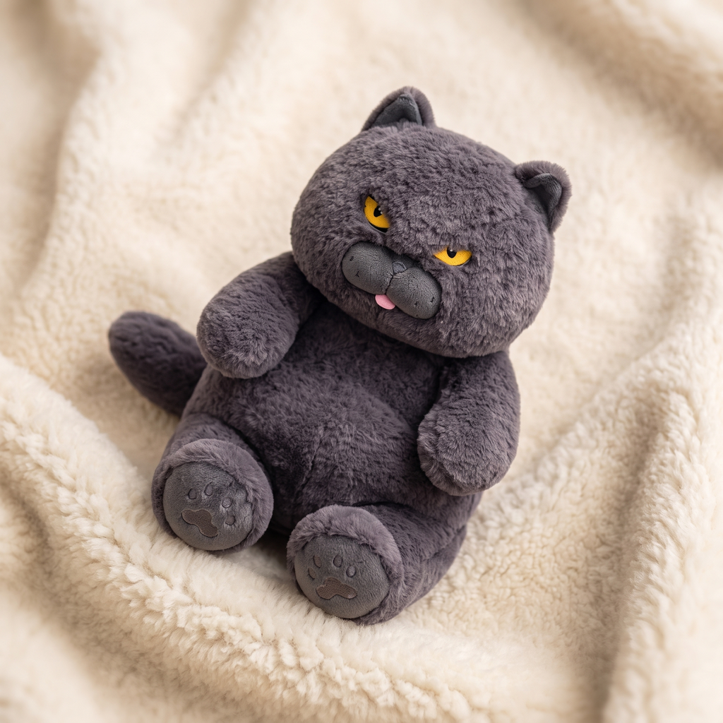 Peluche Chat Grincheux Gris