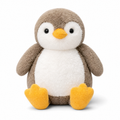 Peluche Pingouin Doux Taupe et Blanc