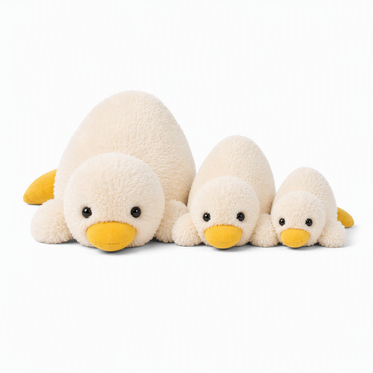 Peluche Canard Bec Jaune en Coton Blanc