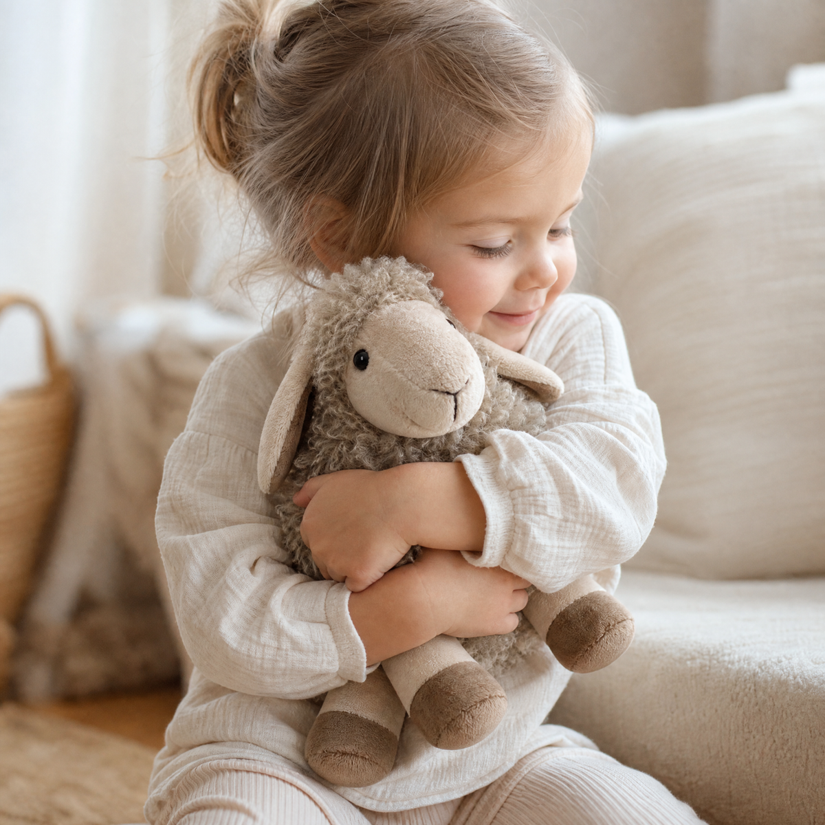 Peluche Mouton Grise en Coton