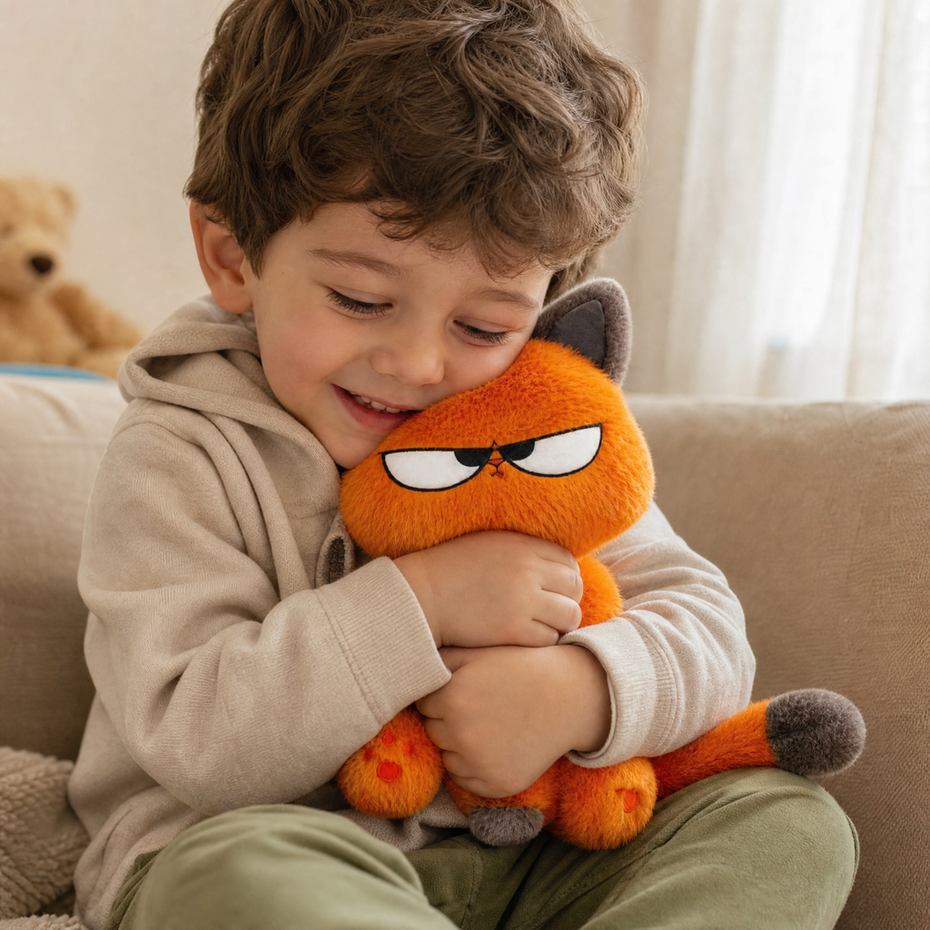 Peluche Chat Grincheux Orange Kawaii