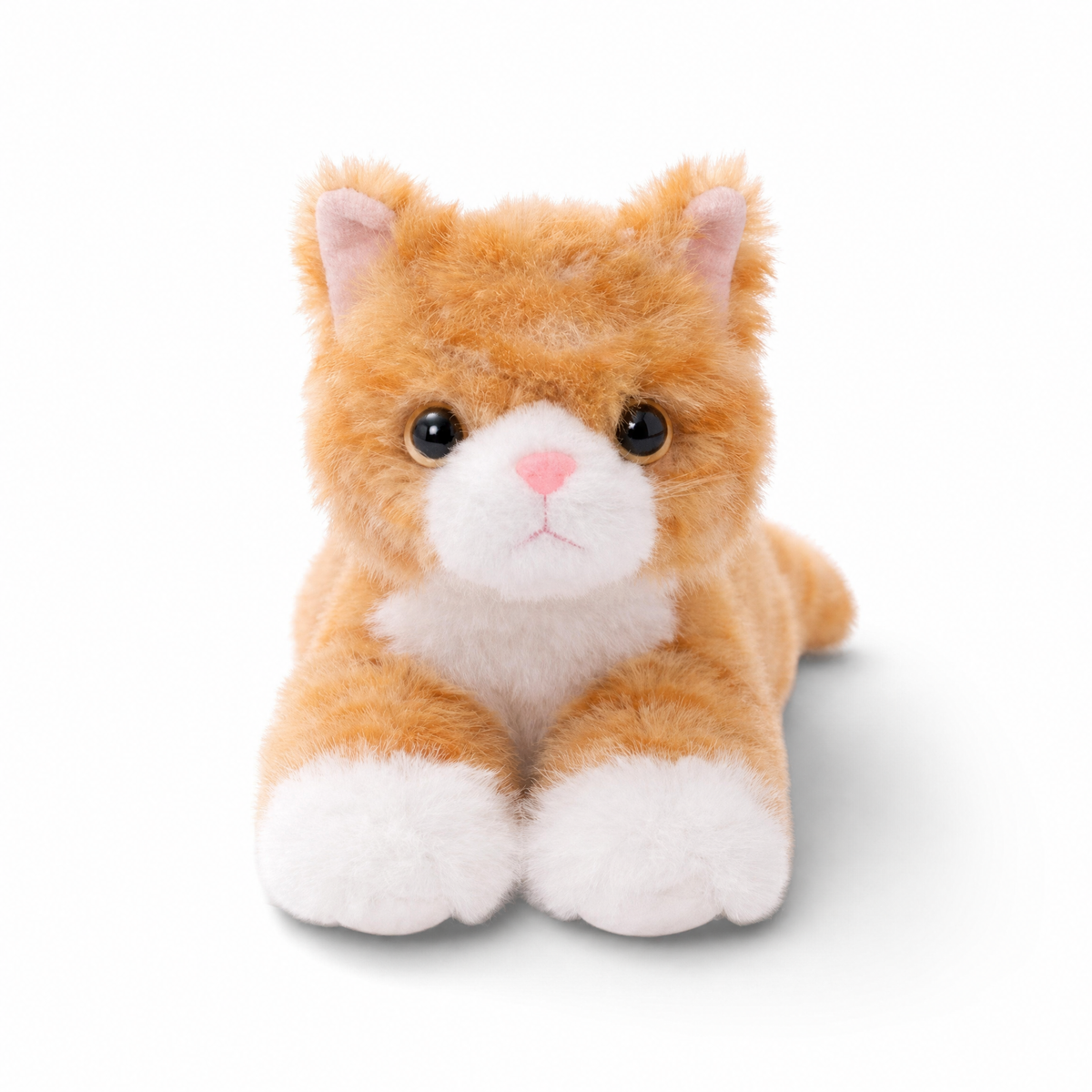 Peluche Chat Réaliste Roux Allongé
