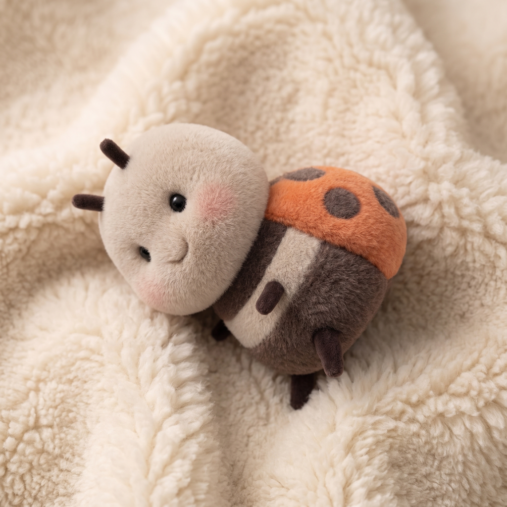 Peluche Coccinelle Kawaii Beige et Orange