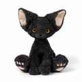Peluche Chat Noir à Poil Bouclé aux Grands Yeux