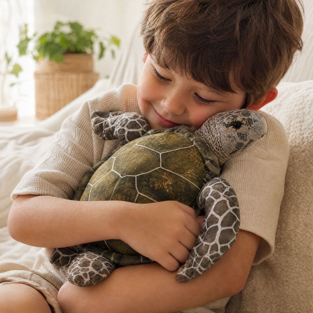 Peluche Tortue Marine Réaliste Grise