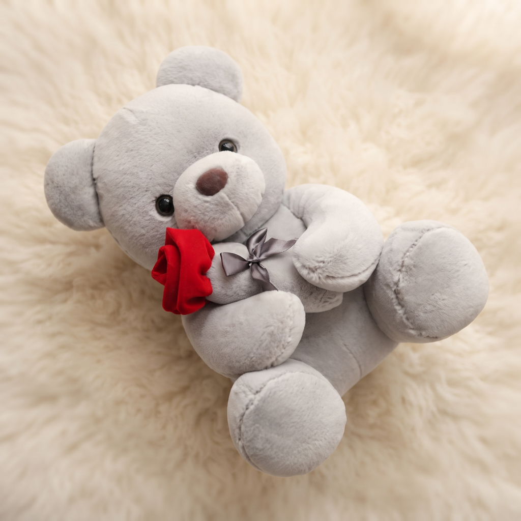 Nounours Saint-Valentin avec Rose Rouge