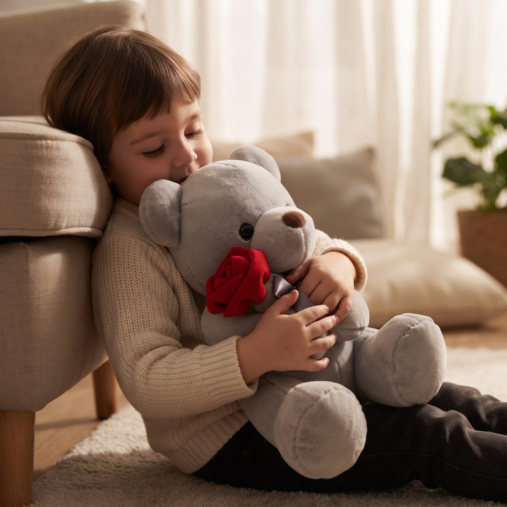 Nounours Saint-Valentin avec Rose Rouge