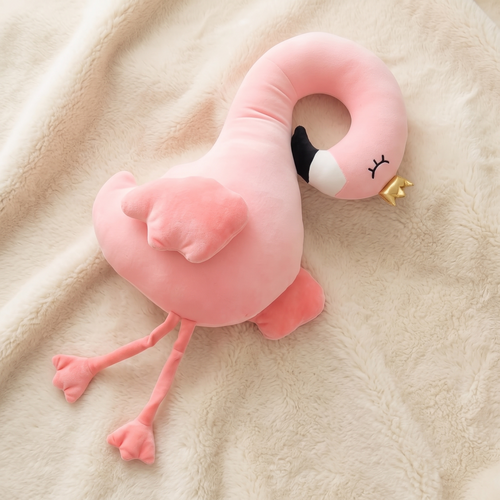 Oreiller Flamant Rose avec Bois de Renne