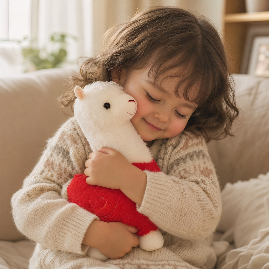 Peluche Alpaga Rouge 28cm Câline