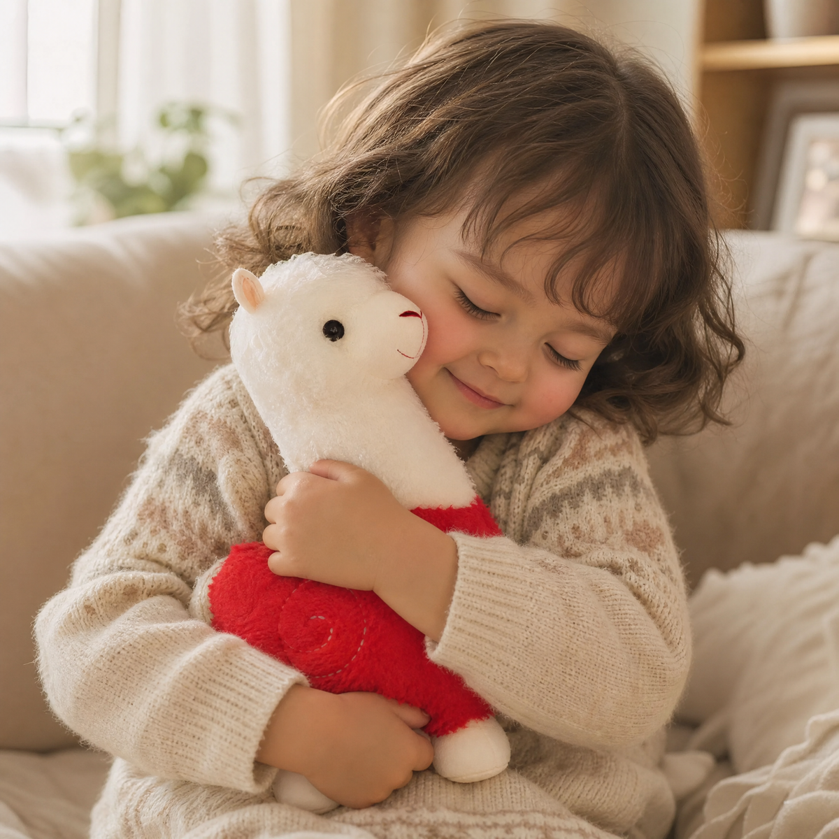 Peluche Alpaga Rouge 28cm Câline