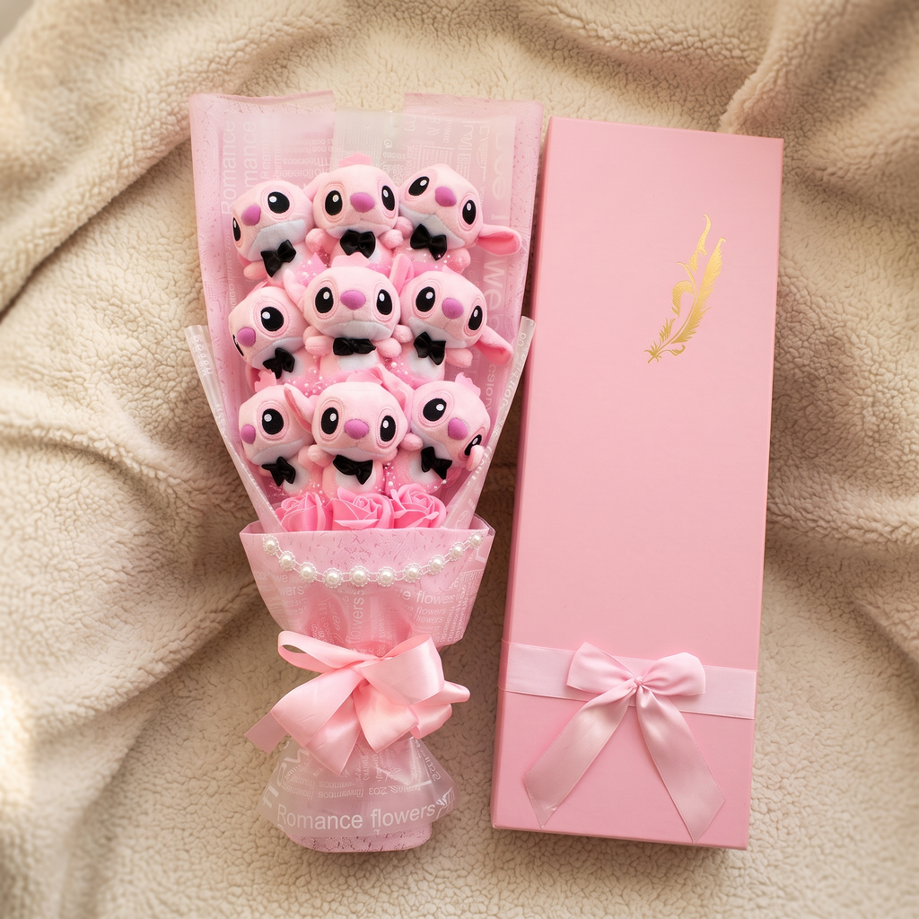 Peluche Angel Bouquet Romantique 9 Pièces
