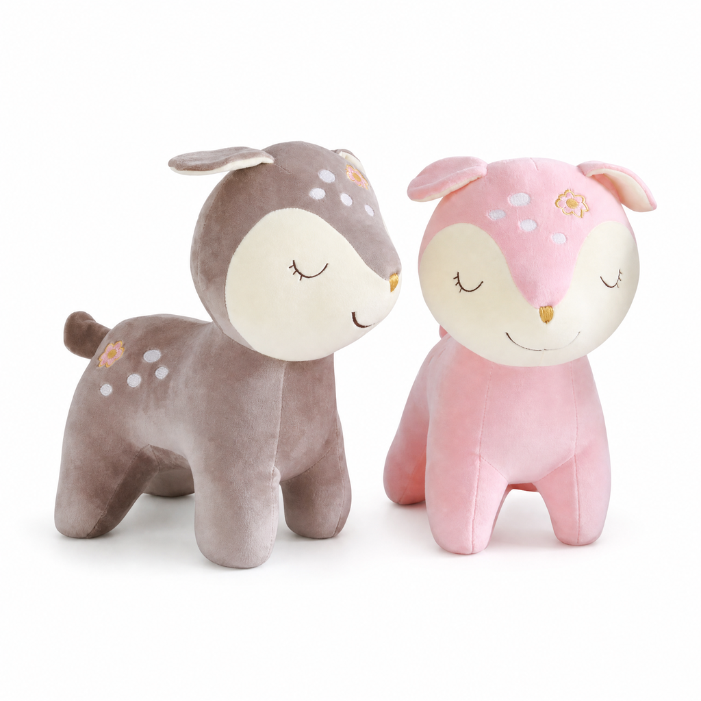 Peluche Biche Rassurante 28cm Rose ou Marron