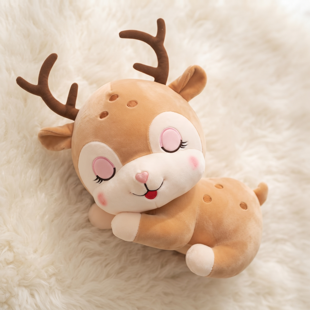 Peluche Cerf Endormi Doudou Apaisant