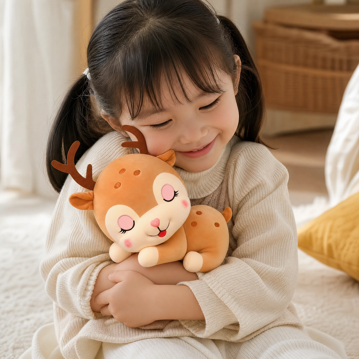 Peluche Cerf Endormi Doudou Apaisant