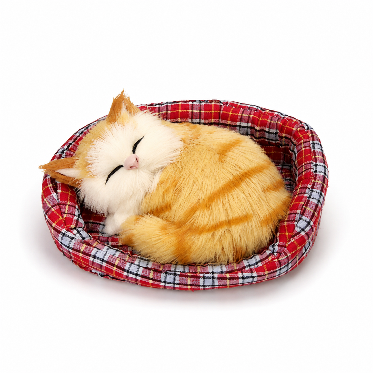Peluche Chat Endormi avec Panier Décoratif