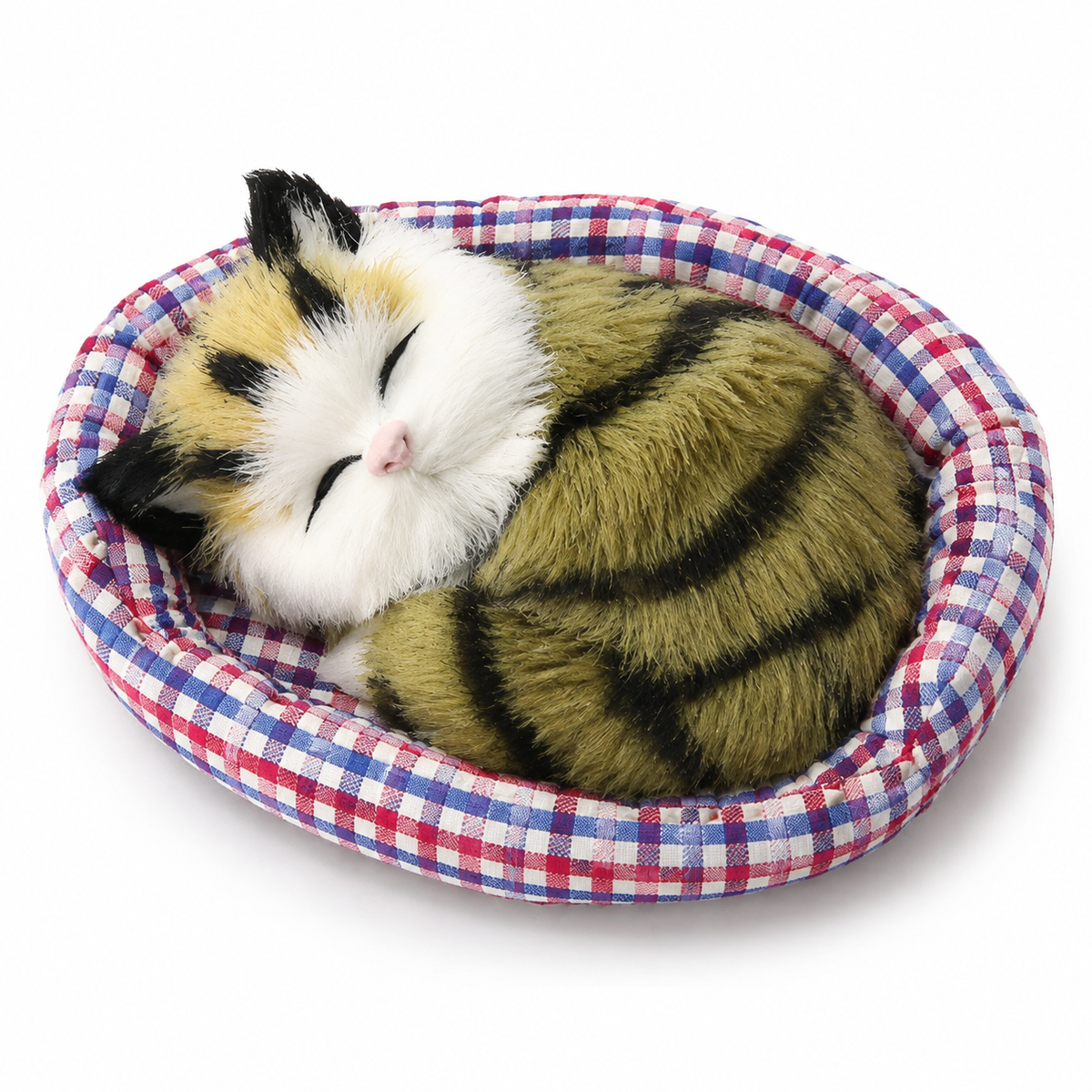 Peluche Chat Endormi avec Panier Décoratif