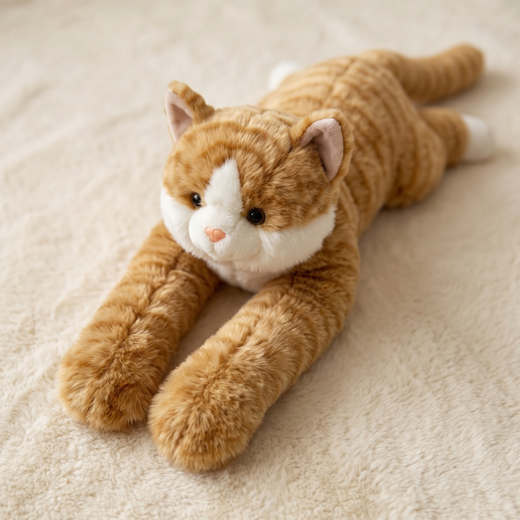 Peluche Chat Lestée Réconfortante Roux ou Gris
