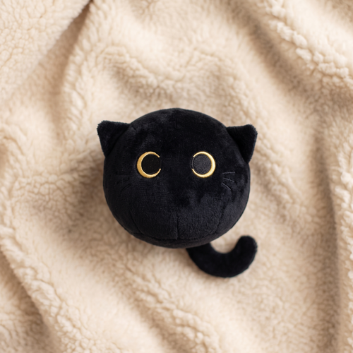 Peluche Chat Noir aux Grands Yeux