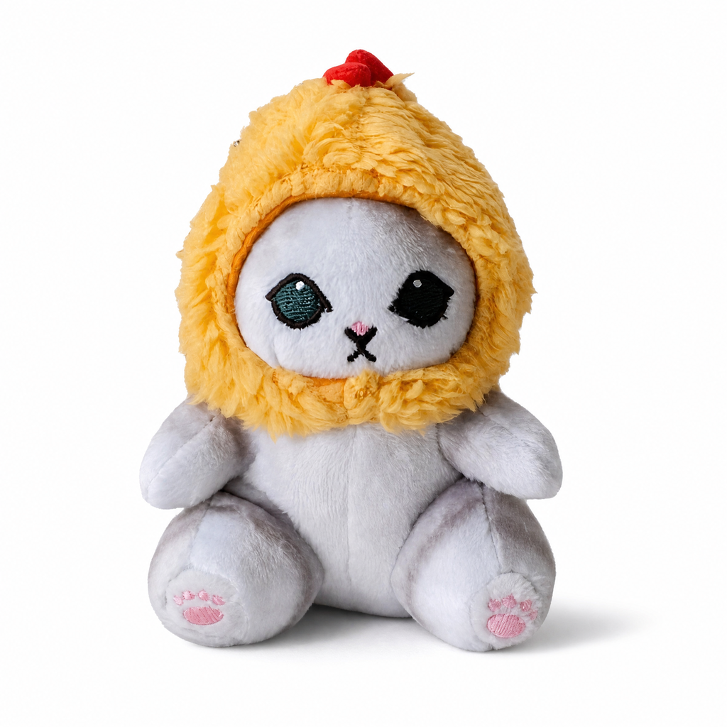 Peluche Chat Poulet avec Cagoule Jaune