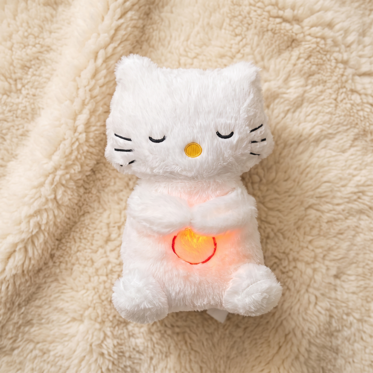 Peluche Chat qui Respire avec Berceuse Lumineuse